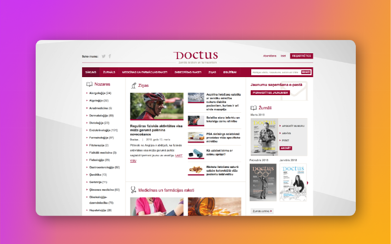 Doctus: Medical articles portal screenshot