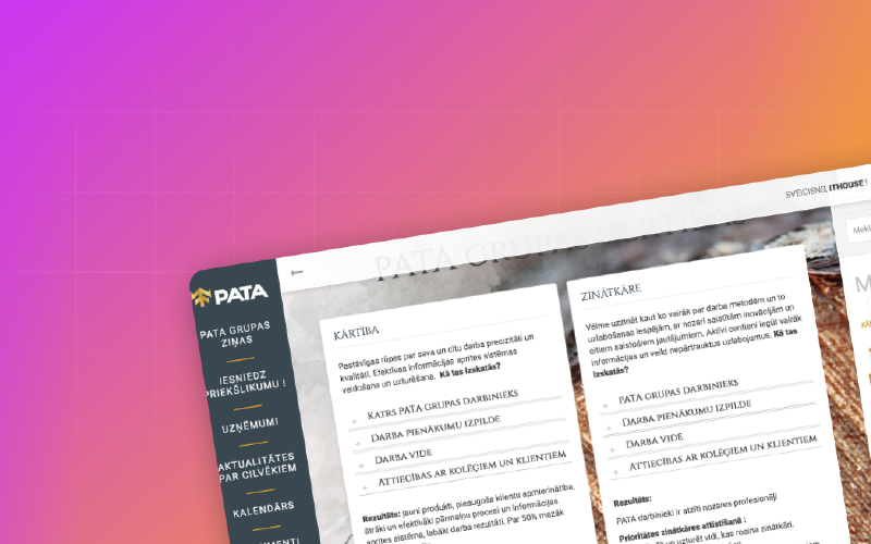 PATA: Employee intranet with ERP integration screenshot