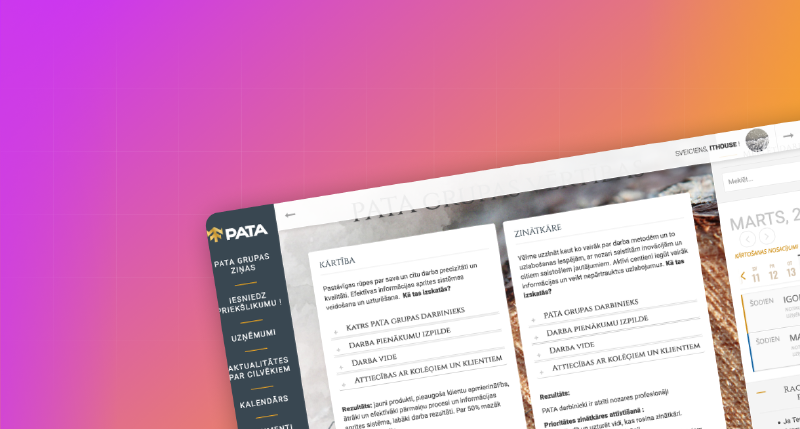 PATA: Employee intranet with ERP integration screenshot